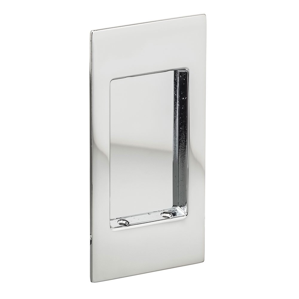 Omnia Hardware Small Modern Rectangle Flush Pull in Polished Chrome