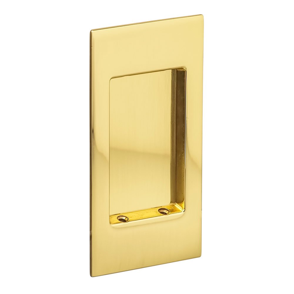 Omnia Hardware Small Modern Rectangle Flush Pull in Polished Brass Lacquered