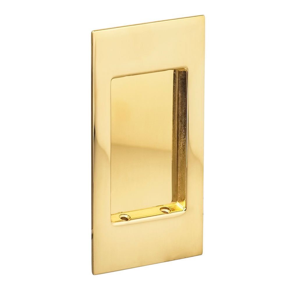 Omnia Hardware Small Modern Rectangle Flush Pull in Polished Brass Unlacquered