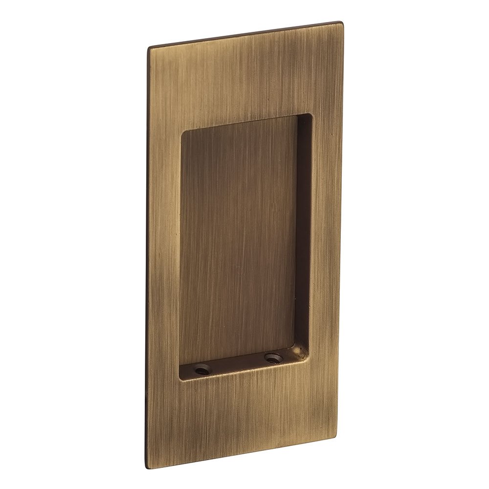 Omnia Hardware Small Modern Rectangle Flush Pull in Antique Brass Lacquered