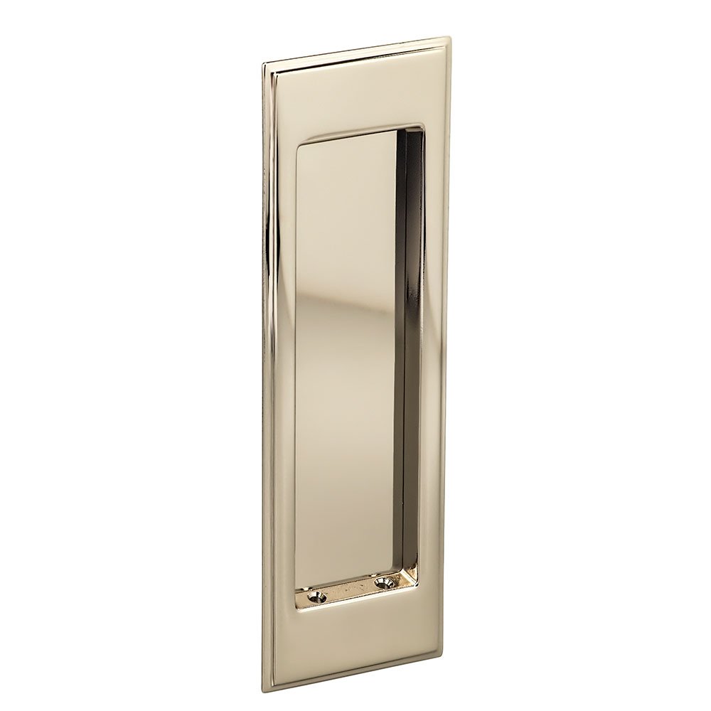 Omnia Hardware Large Stepped Rectangle Flush Pull in Polished Polished Nickel Lacquered
