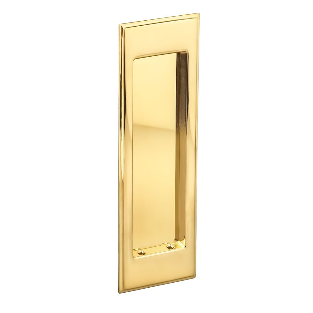 Omnia Hardware Large Stepped Rectangle Flush Pull in Polished Brass Unlacquered