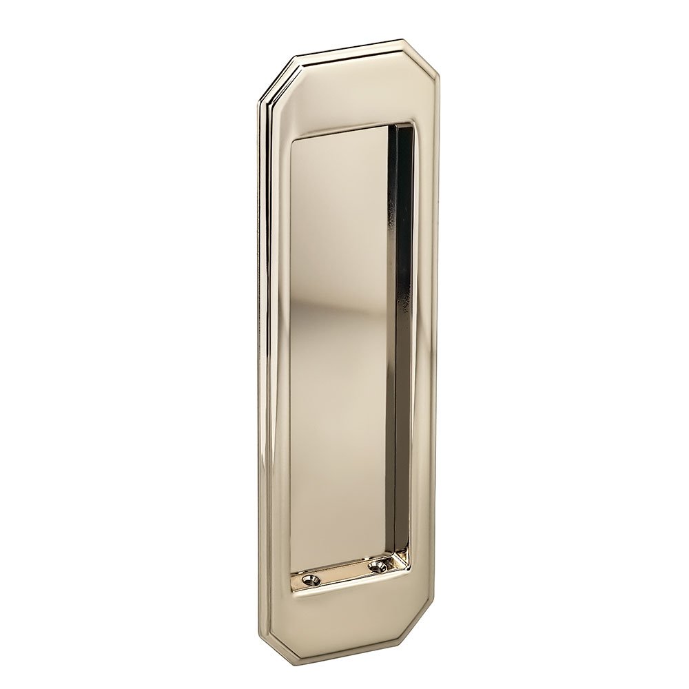 Omnia Hardware Large Traditional Rectangle Flush Pull in Polished Polished Nickel Lacquered