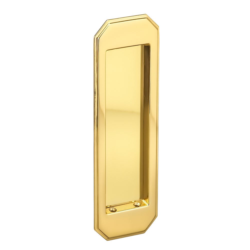 Omnia Hardware Large Traditional Rectangle Flush Pull in Polished Brass Lacquered