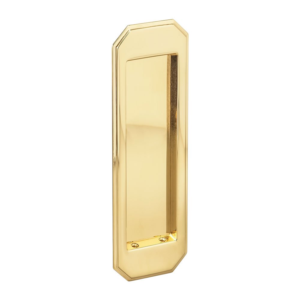 Omnia Hardware Large Traditional Rectangle Flush Pull in Polished Brass Unlacquered