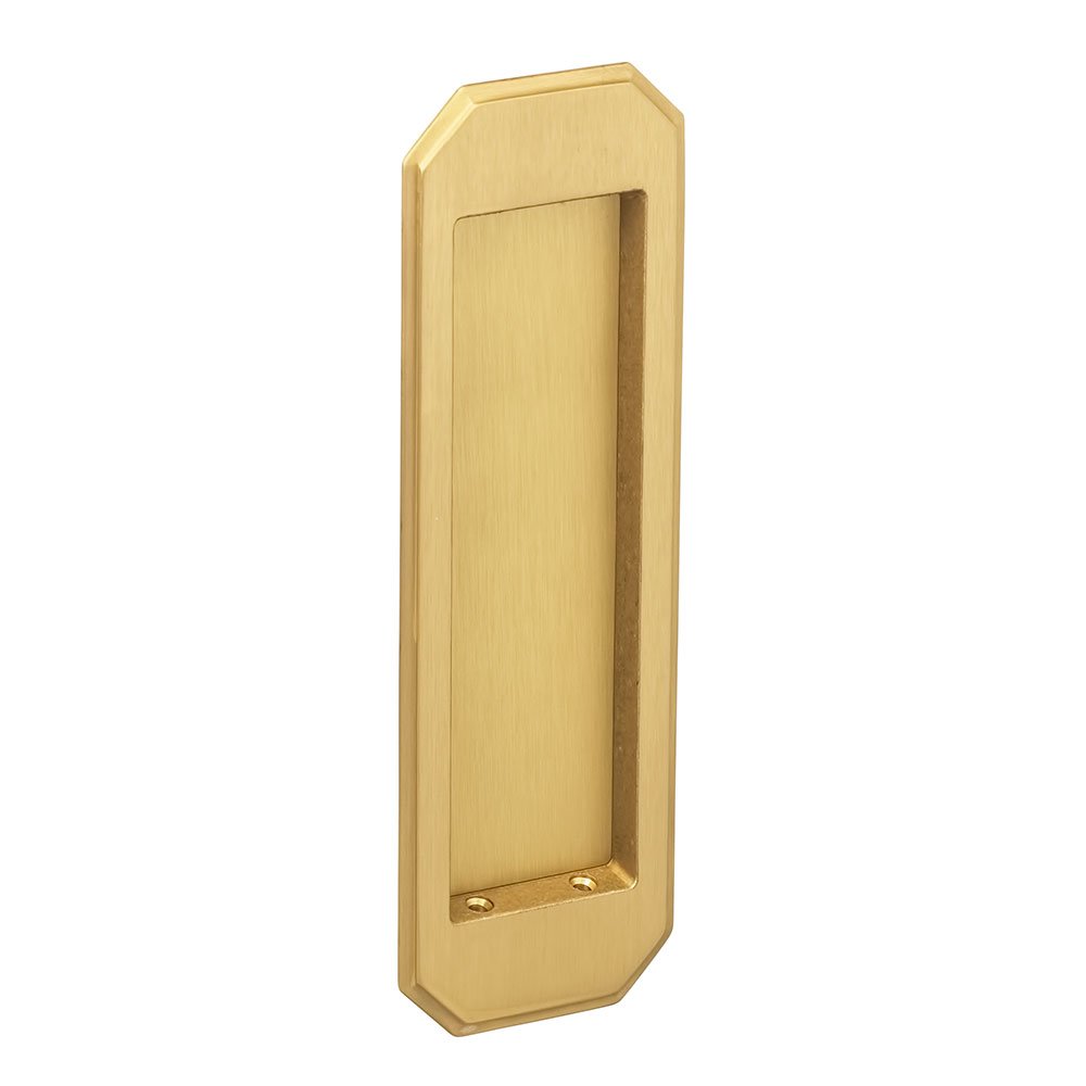 Omnia Hardware Large Traditional Rectangle Flush Pull in Satin Brass Lacquered