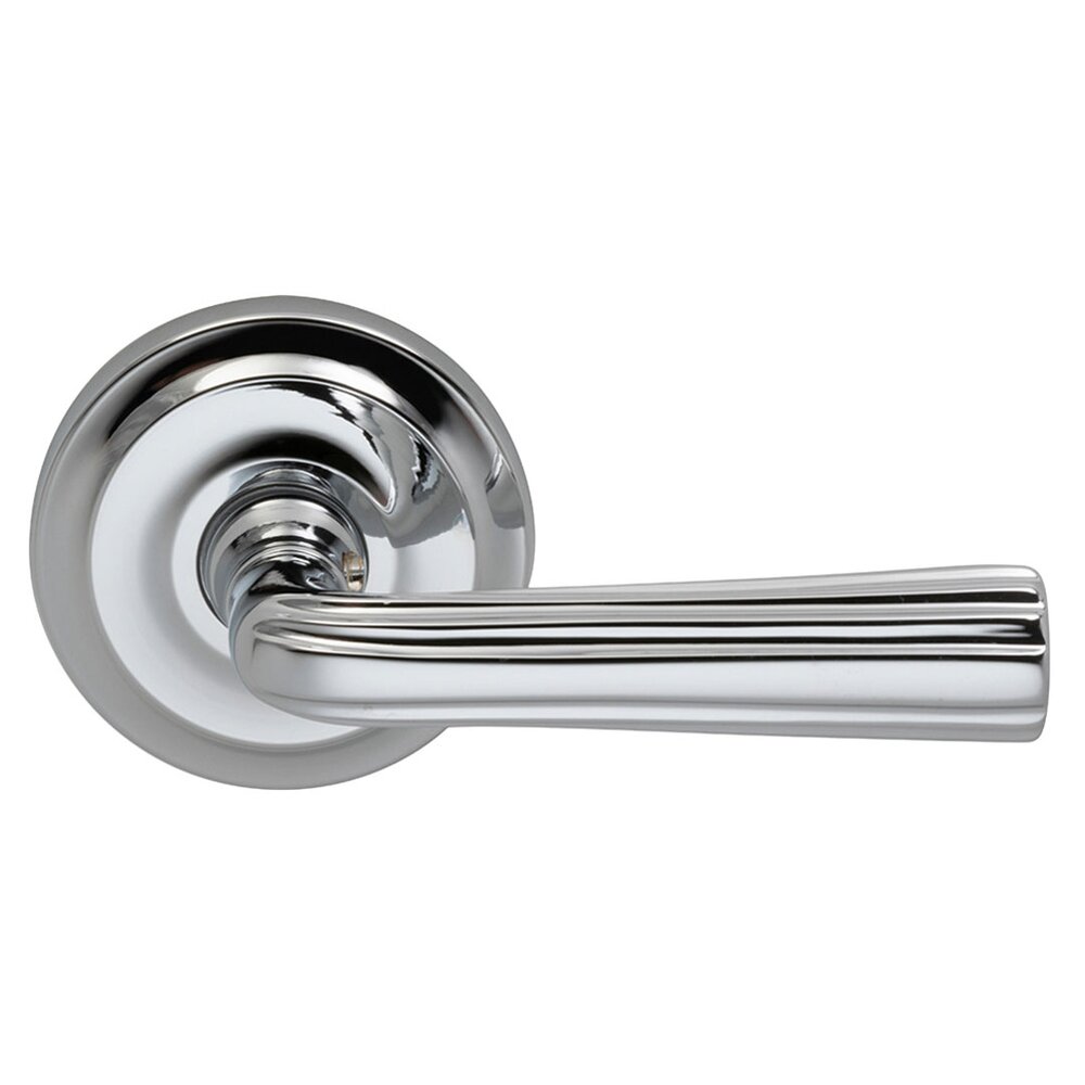 Omnia Hardware Passage Traditions Right Handed Lever with Radial Rosette in Polished Chrome