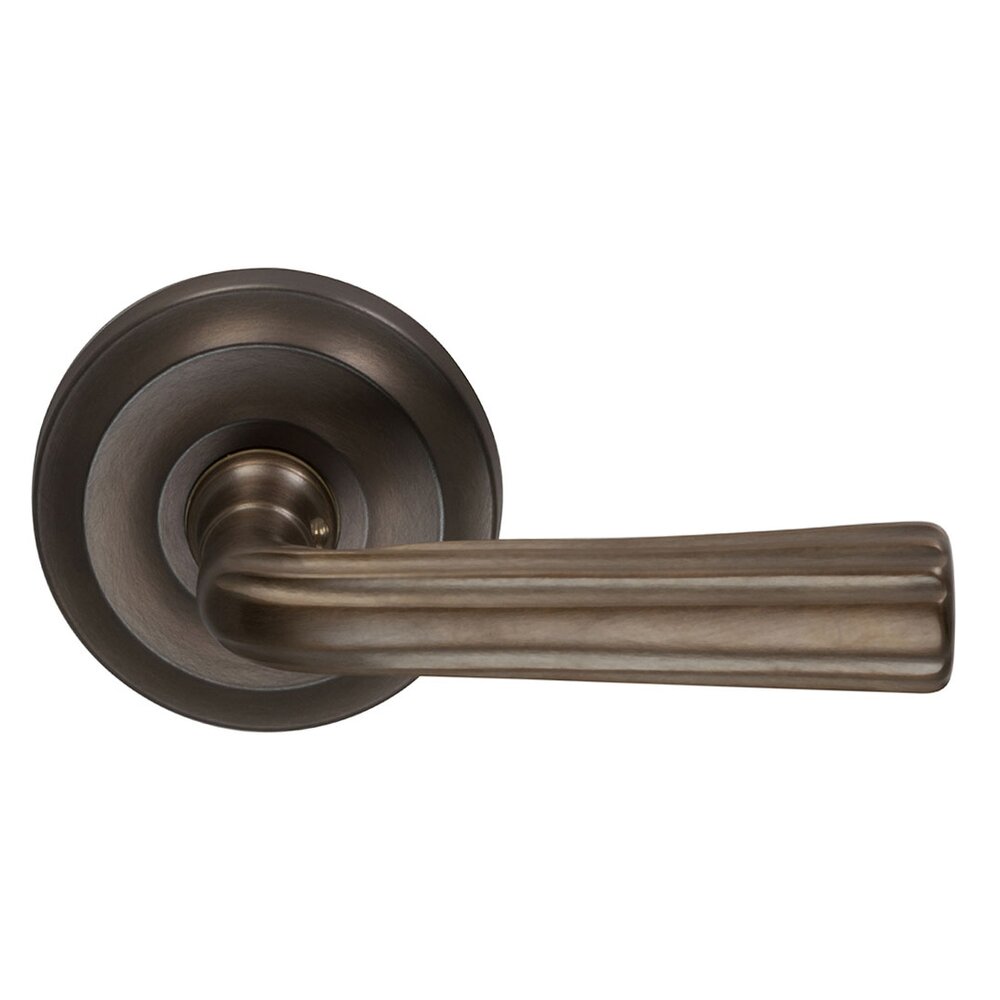 Omnia Hardware Passage Traditions Right Handed Lever with Radial Rosette in Antique Bronze Unlacquered