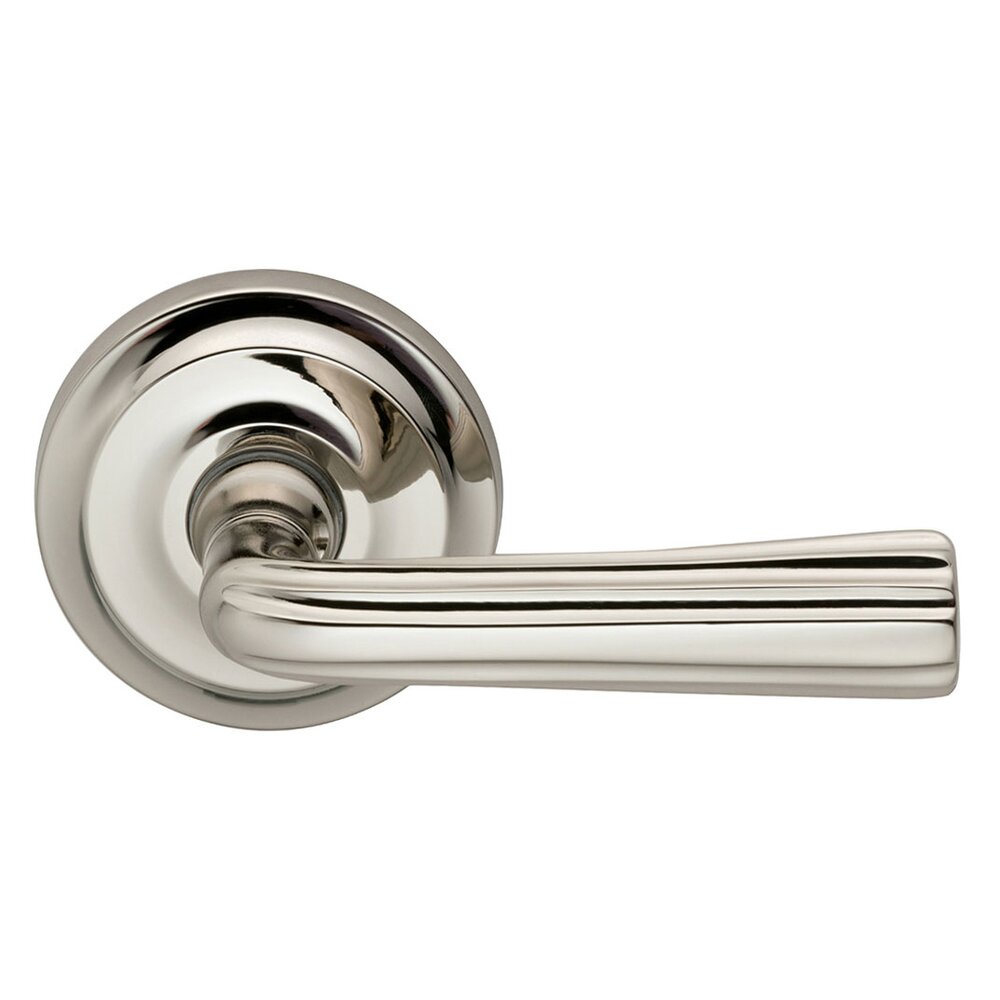 Omnia Hardware Passage Traditions Contoured Lever with Small Radial Rosette in Polished Nickel Lacquered