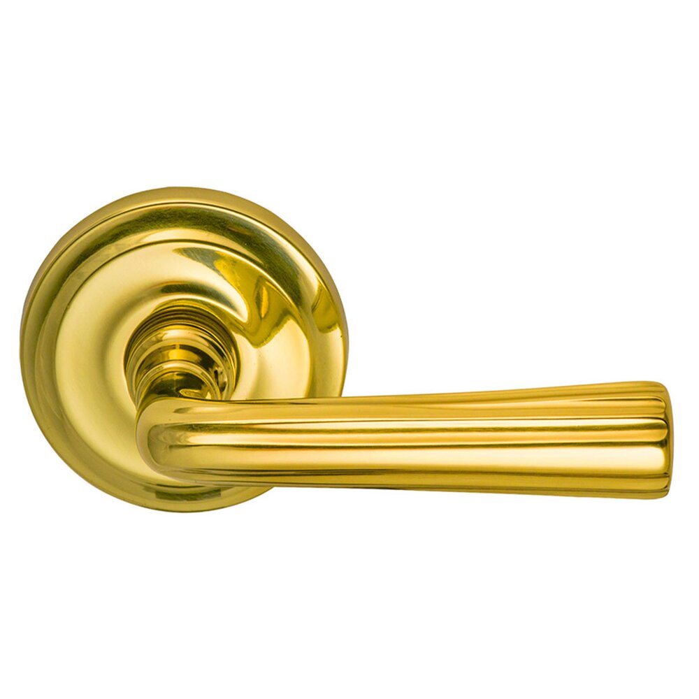 Omnia Hardware Single Dummy Traditions Contoured Lever with Small Radial Rosette in Polished Brass Unlacquered