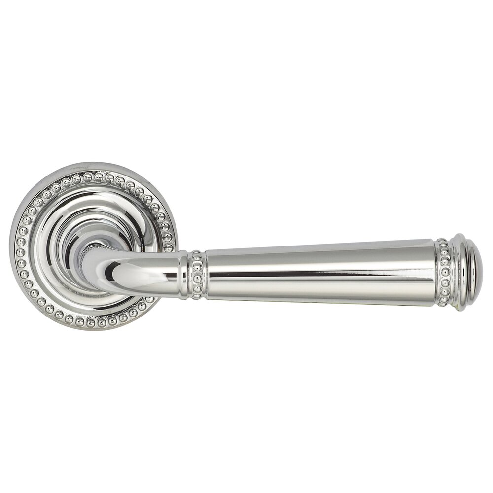 Omnia Hardware Privacy Beaded Lever and Small Beaded Rose in Polished Chrome