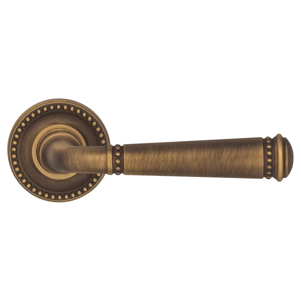 Omnia Hardware Privacy Beaded Lever and Small Beaded Rose in Antique Brass Lacquered