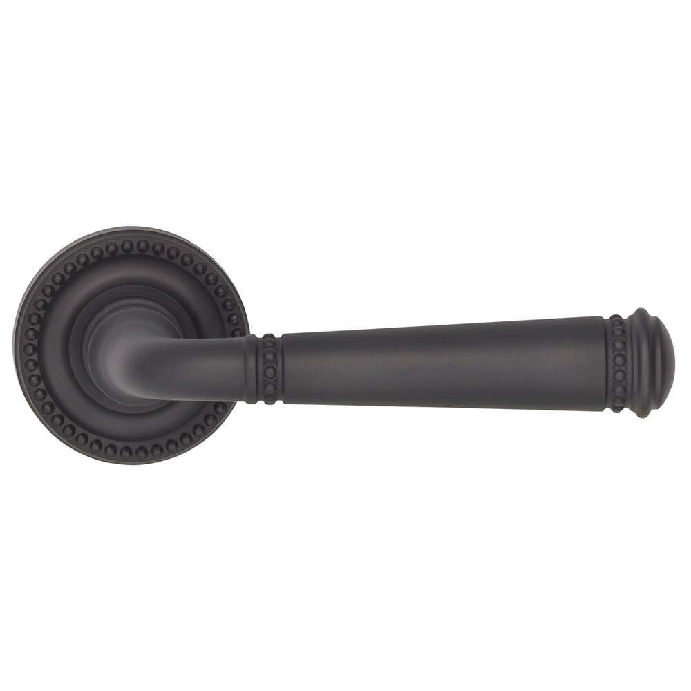 Omnia Hardware Passage Beaded Lever and Small Beaded Rose in Oil Rubbed Bronze Lacquered