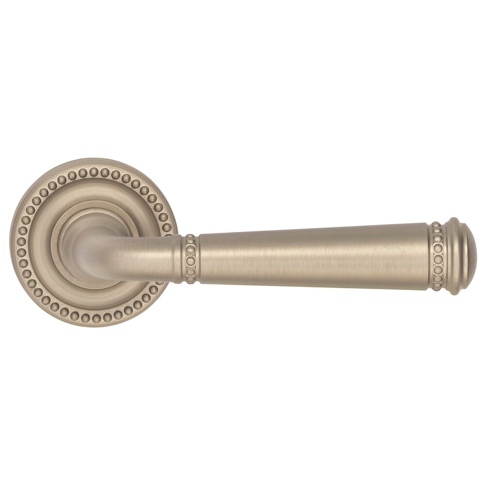 Omnia Hardware Privacy Beaded Lever and Small Beaded Rose in Satin Nickel Lacquered