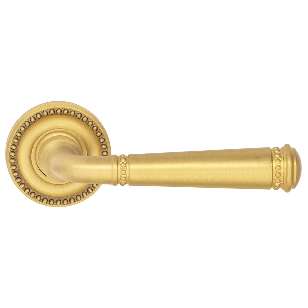 Omnia Hardware Privacy Beaded Lever and Small Beaded Rose in Satin Brass Lacquered
