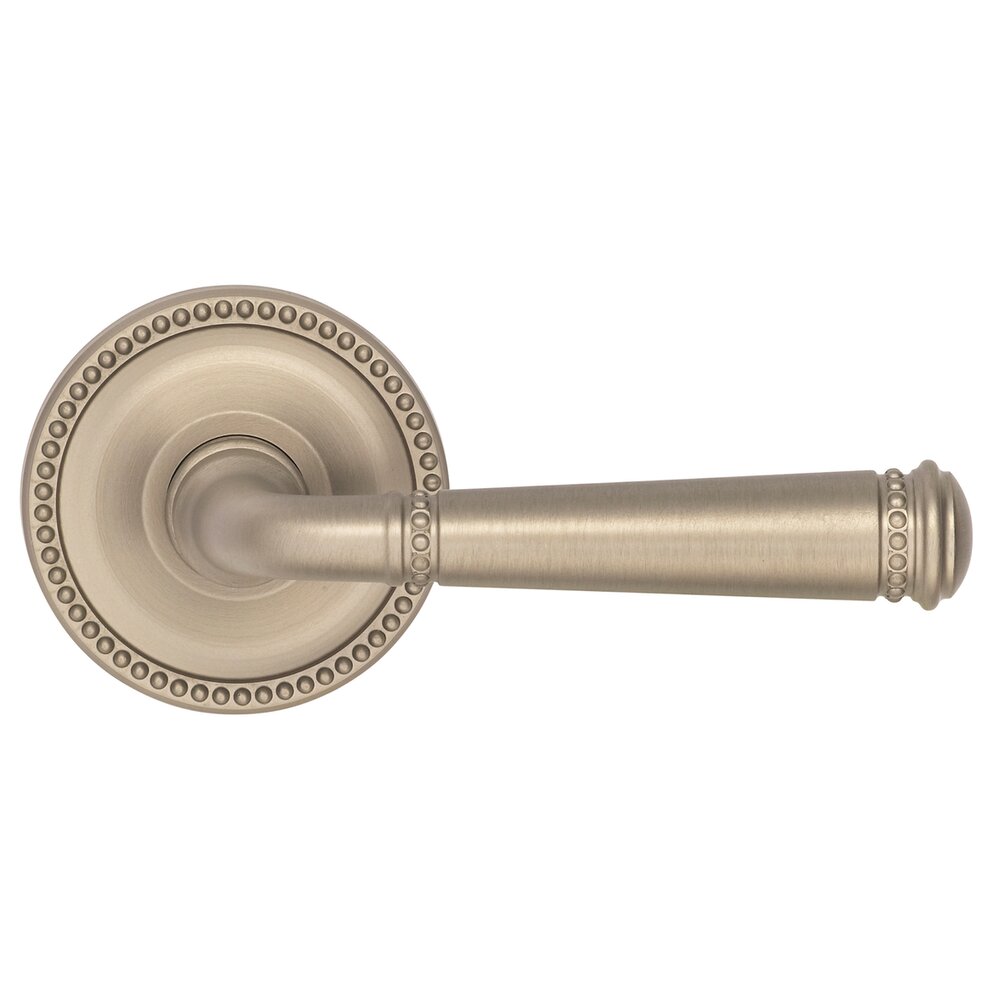 Omnia Hardware Single Dummy Beaded Lever Beaded Rose in Satin Nickel Lacquered