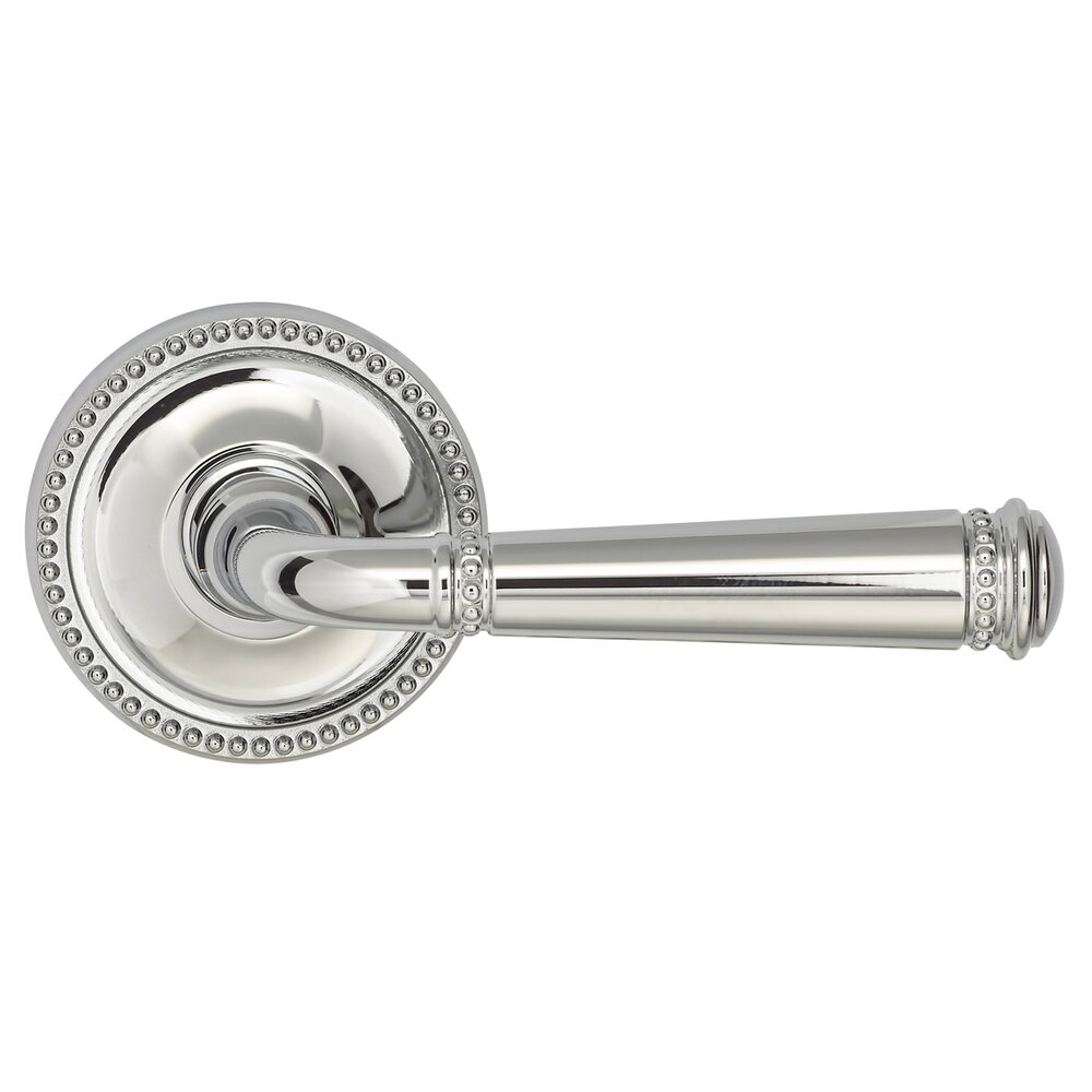Omnia Hardware Passage Beaded Lever Beaded Rose in Polished Chrome