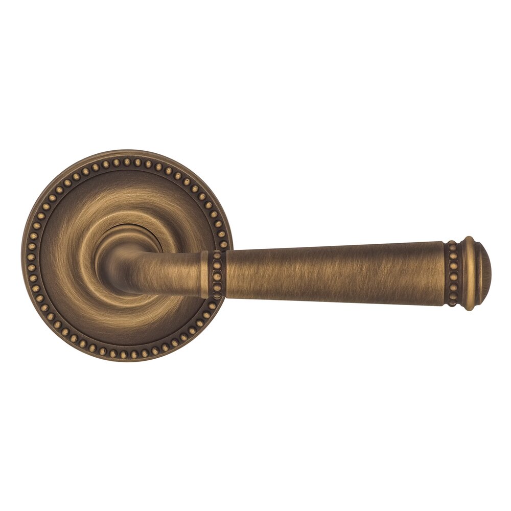 Omnia Hardware Privacy Beaded Lever Beaded Rose in Antique Brass Lacquered