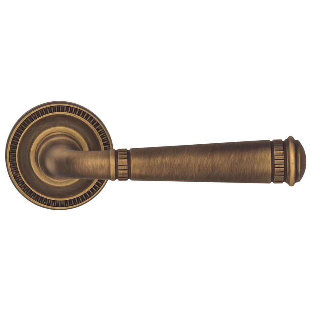 Omnia Hardware Privacy Milled Lever and Small Milled Rose in Antique Brass Lacquered