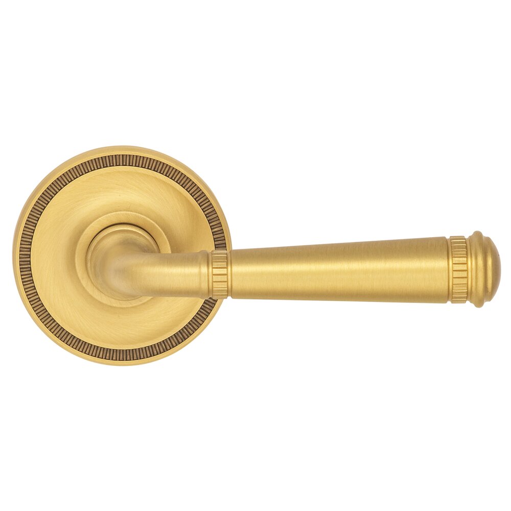 Omnia Hardware Single Dummy Milled Lever Milled Rose in Satin Brass Lacquered
