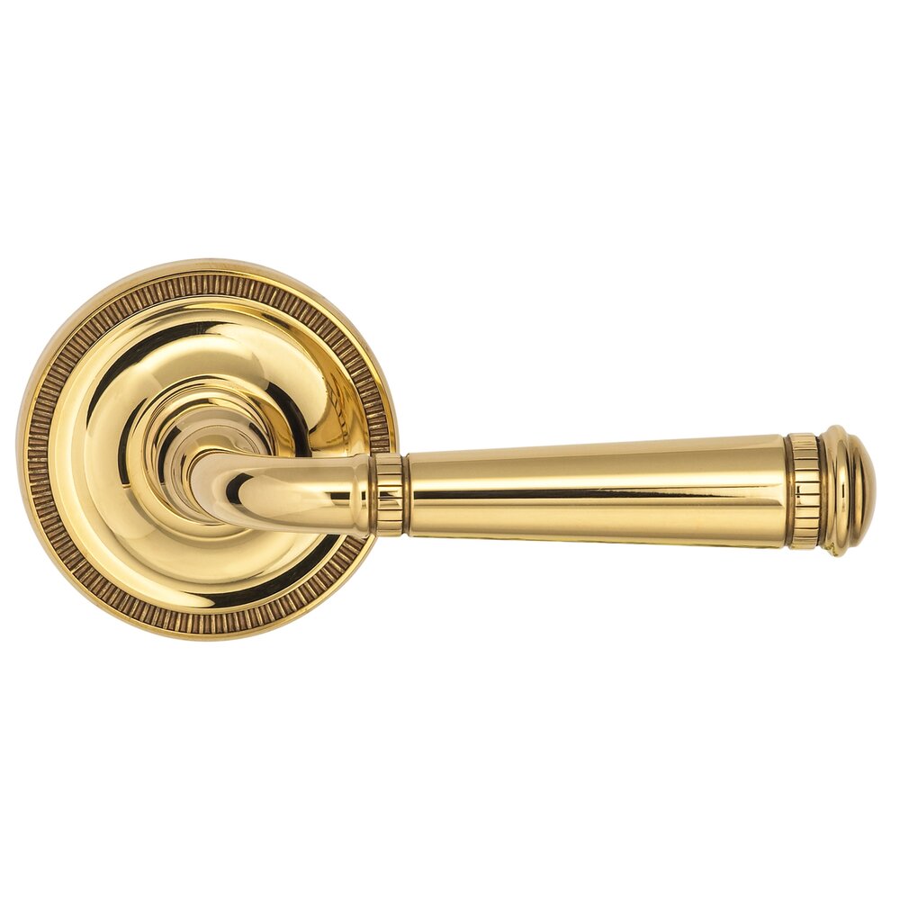 Omnia Hardware Passage Milled Lever Milled Rose in Polished Brass Unlacquered