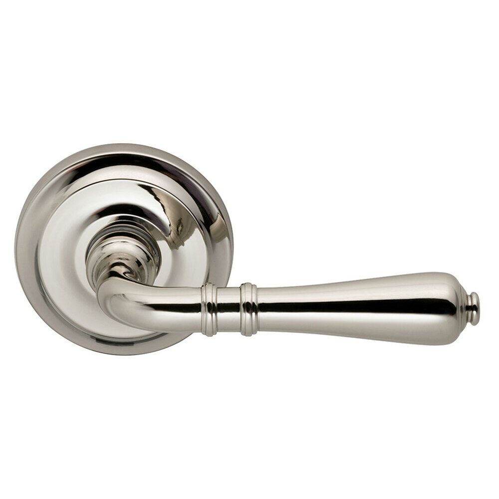 Omnia Hardware Passage Traditions Right Handed Lever with Radial Rosette in Polished Nickel Lacquered