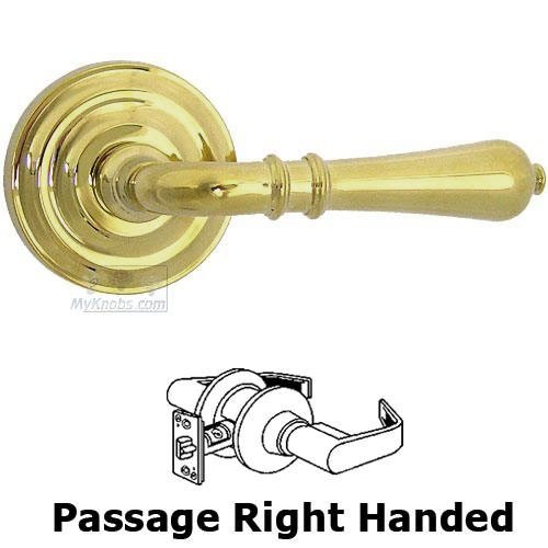 Omnia Hardware Passage Orlean Right Handed Lever with Radial Rosette in Max Brass