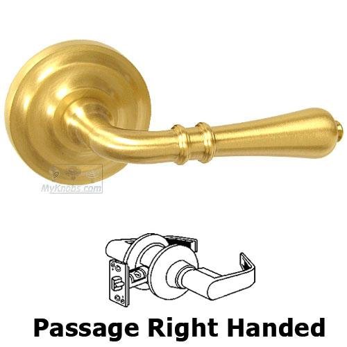 Omnia Hardware Passage Traditions Right Handed Lever with Radial Rosette in Satin Brass Lacquered