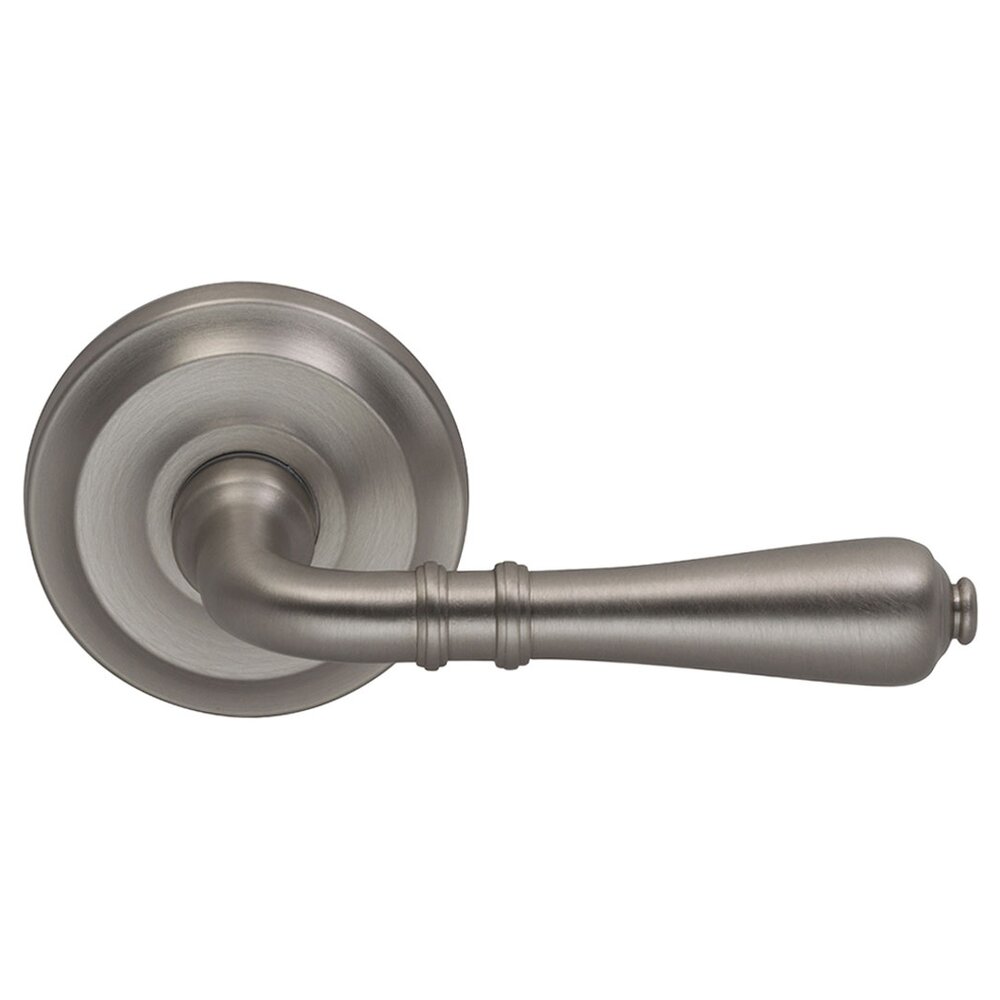 Omnia Hardware Double Dummy Traditions Right Handed Lever with Radial Rosette in Satin Nickel Lacquered