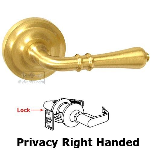 Omnia Hardware Privacy Traditions Right Handed Lever with Radial Rosette in Satin Brass Lacquered