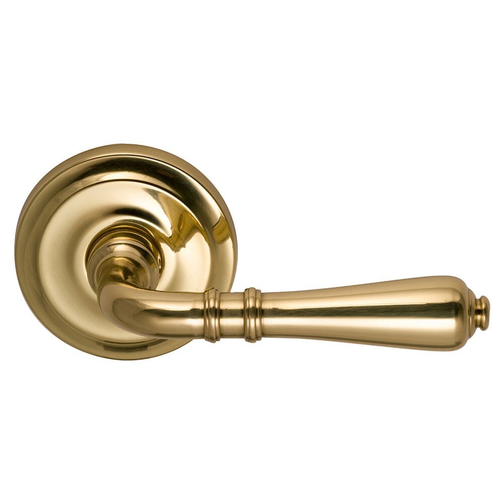 Omnia Hardware Single Dummy Traditions Right Handed Lever with Radial Rosette in Polished Brass Lacquered