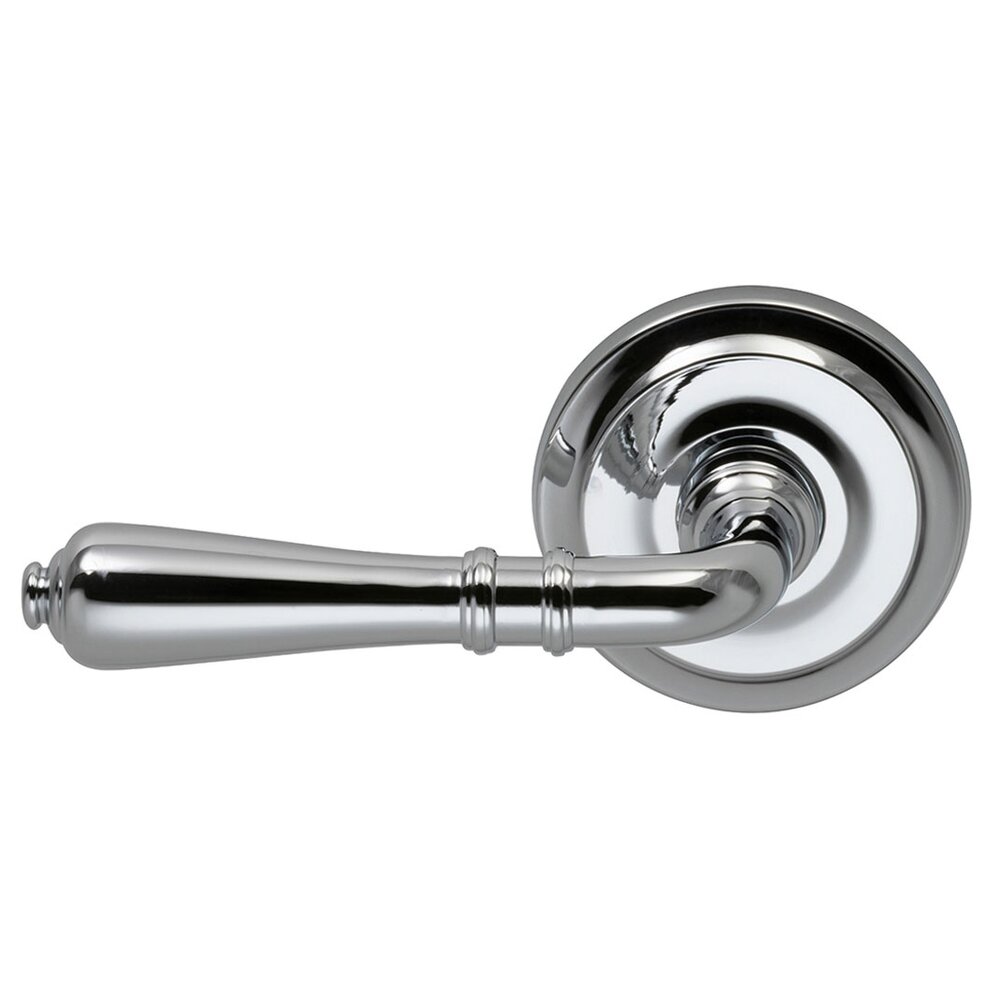 Omnia Hardware Passage Traditions Left Handed Lever with Radial Rosette in Polished Chrome