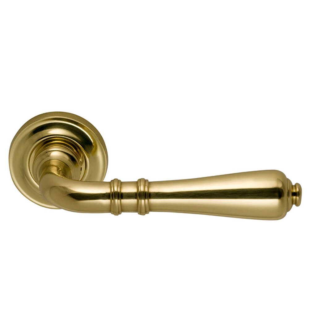 Omnia Hardware Passage Traditions Traditions Lever with Small Radial Rosette in Polished Brass Lacquered