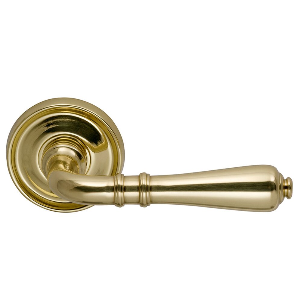 Omnia Hardware Passage Traditions Traditions Lever with Medium Radial Rosette in Polished Brass Lacquered