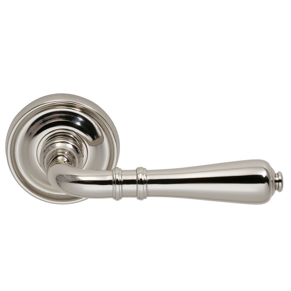 Omnia Hardware Single Dummy Traditions Traditions Lever with Medium Radial Rosette in Polished Nickel Lacquered