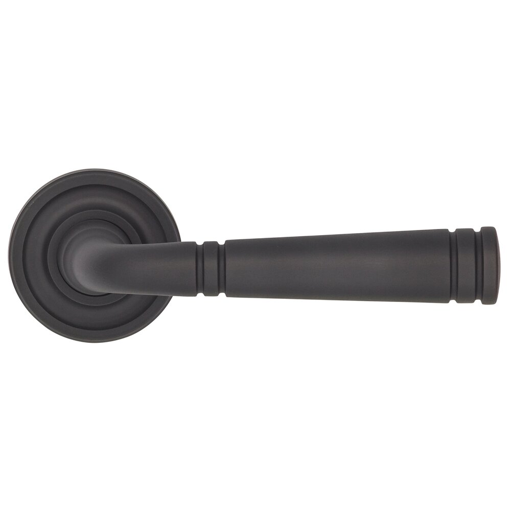 Omnia Hardware Privacy Edged Lever and Small Edged Rose in Oil Rubbed Bronze Lacquered