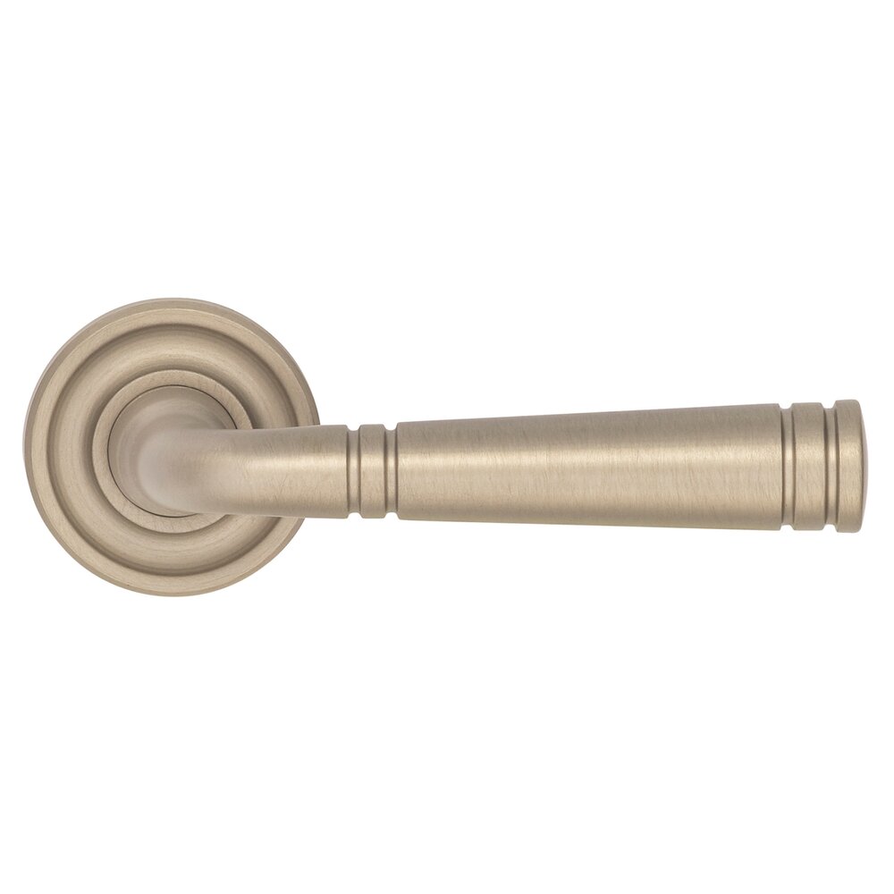 Omnia Hardware Privacy Edged Lever and Small Edged Rose in Satin Nickel Lacquered