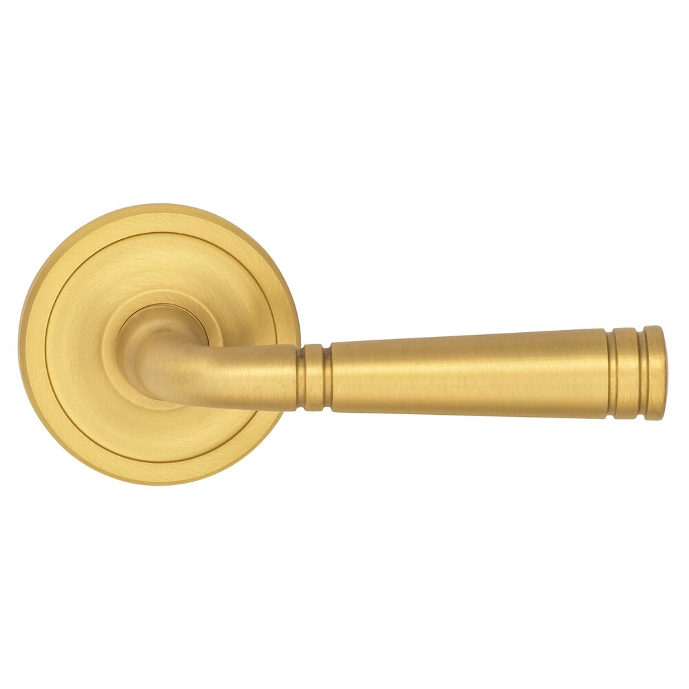 Omnia Hardware Single Dummy Edged Lever Edged Rose in Satin Brass Lacquered