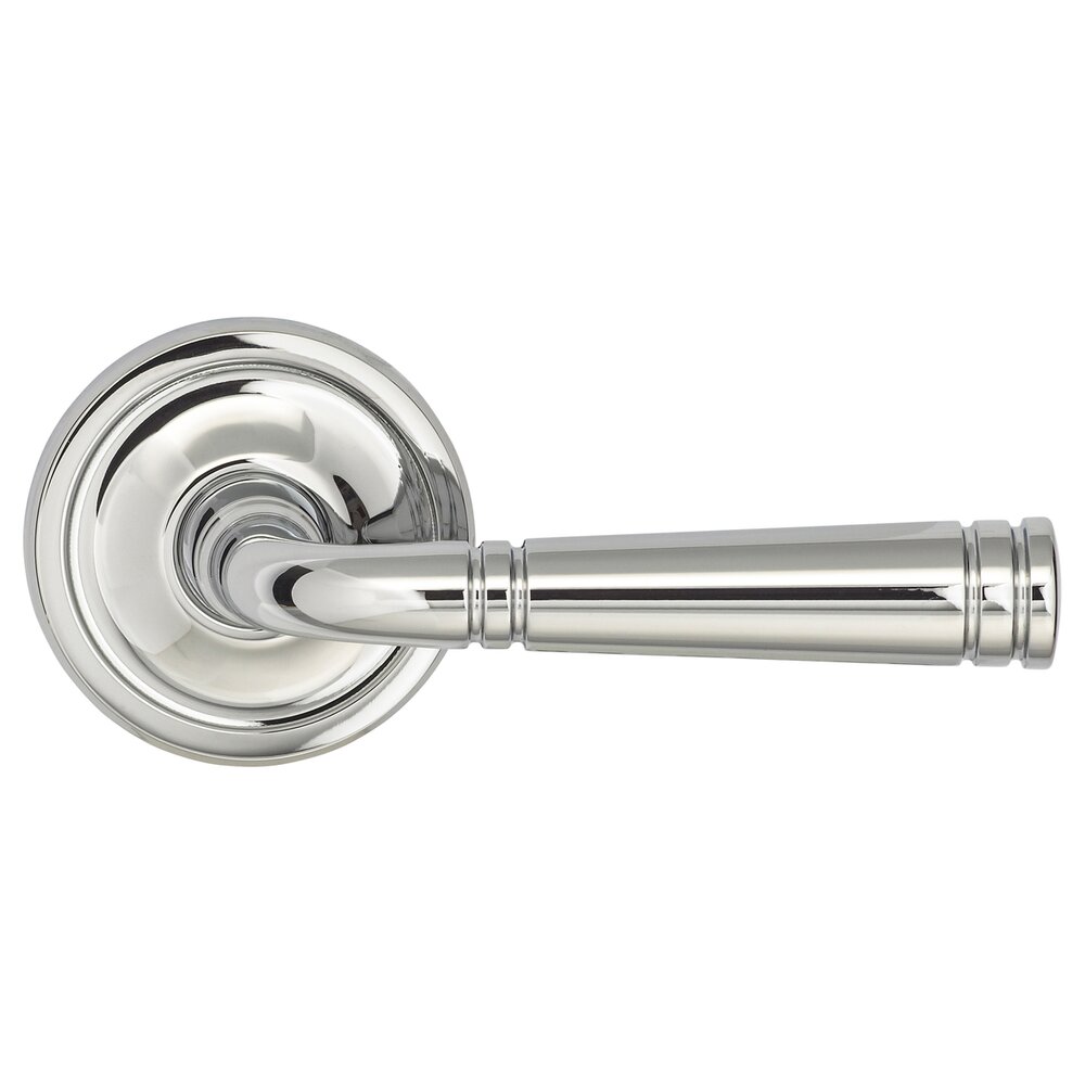 Omnia Hardware Passage Edged Lever Edged Rose in Polished Chrome