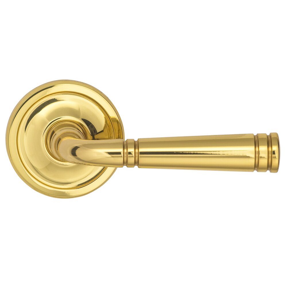 Omnia Hardware Passage Edged Lever Edged Rose in Polished Brass Lacquered