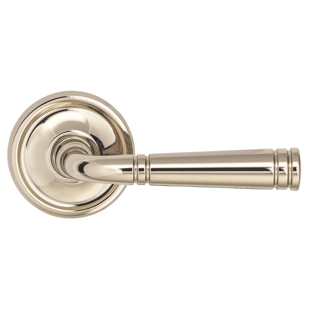 Omnia Hardware Privacy Edged Lever Edged Rose in Polished Polished Nickel Lacquered