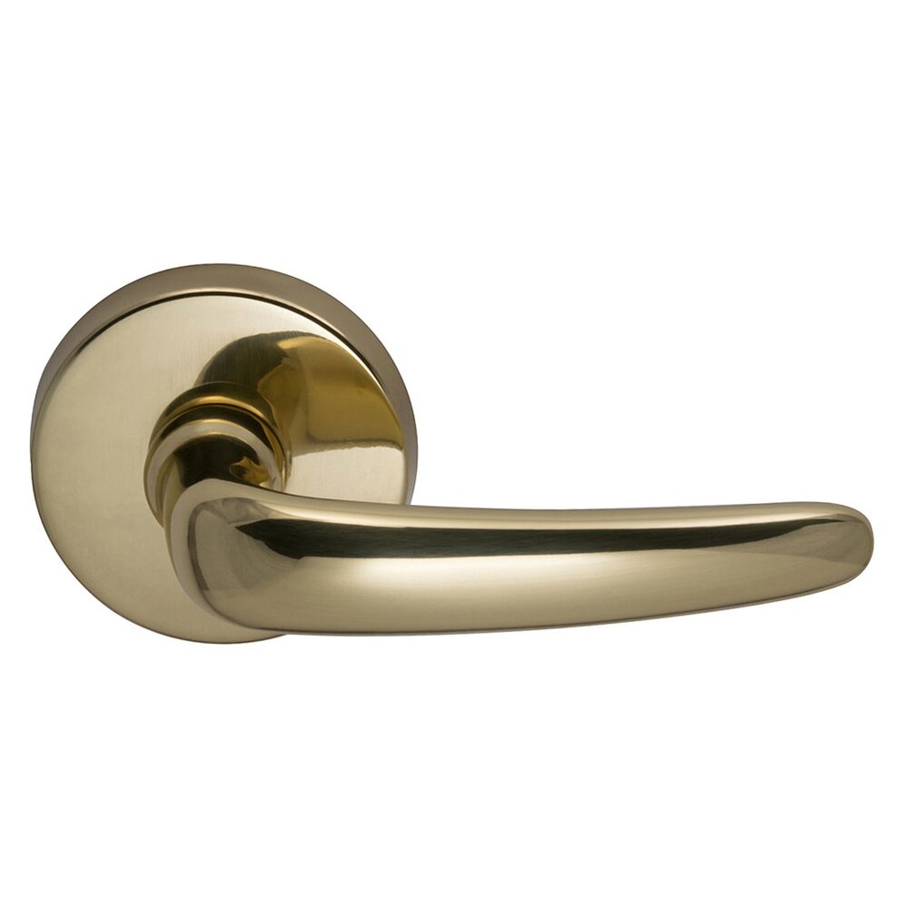 Omnia Hardware Passage Saratoga Right Handed Lever with Plain Rosette in Polished Brass Lacquered