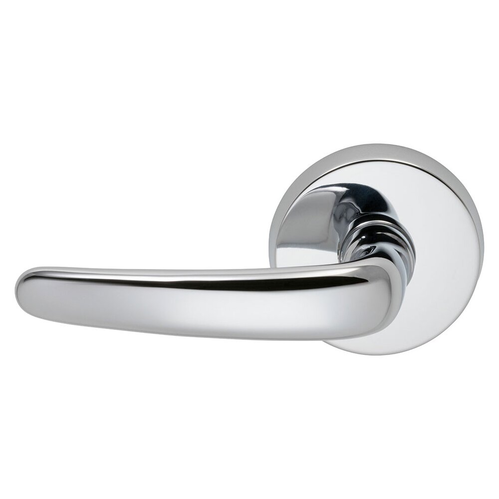 Omnia Hardware Passage Saratoga Left Handed Lever with Plain Rosette in Polished Chrome
