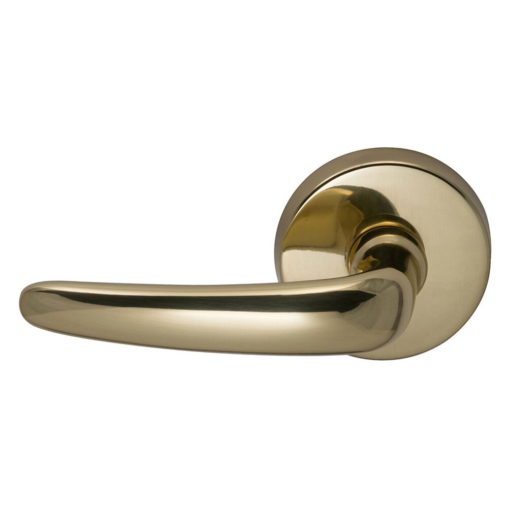 Omnia Hardware Privacy Saratoga Left Handed Lever with Plain Rosette in Polished Brass Lacquered