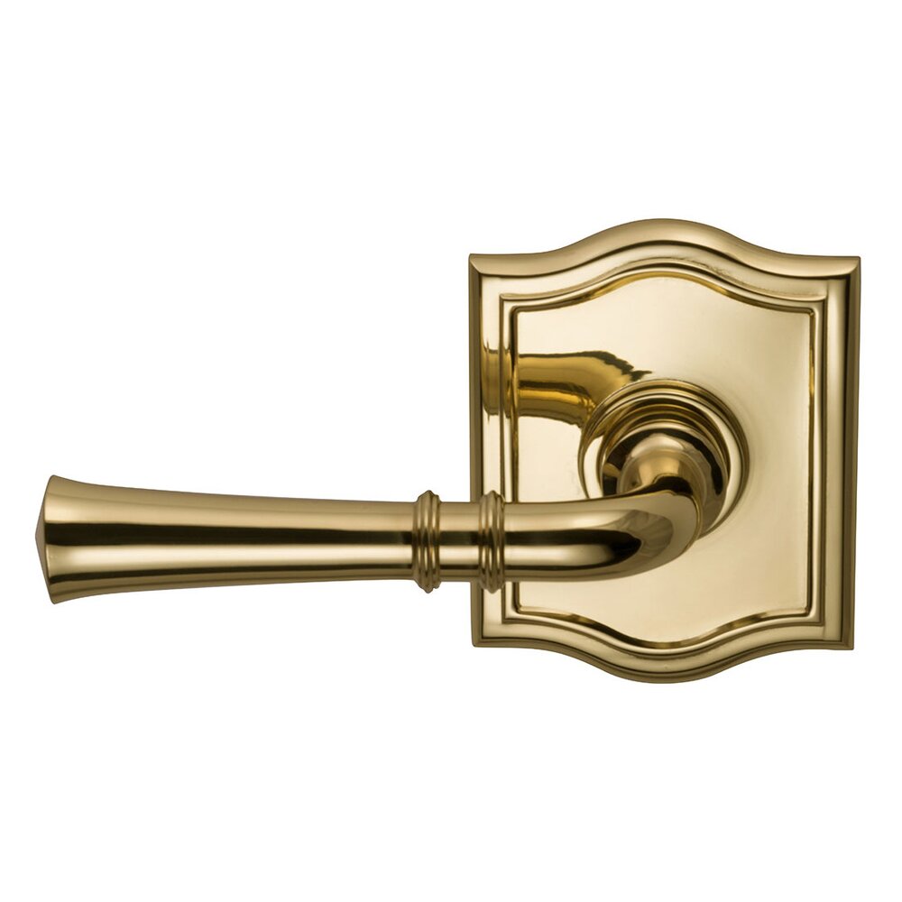 Omnia Hardware Single Dummy Traditional Left-Handed Lever with Arch Rose in Polished Brass Lacquered