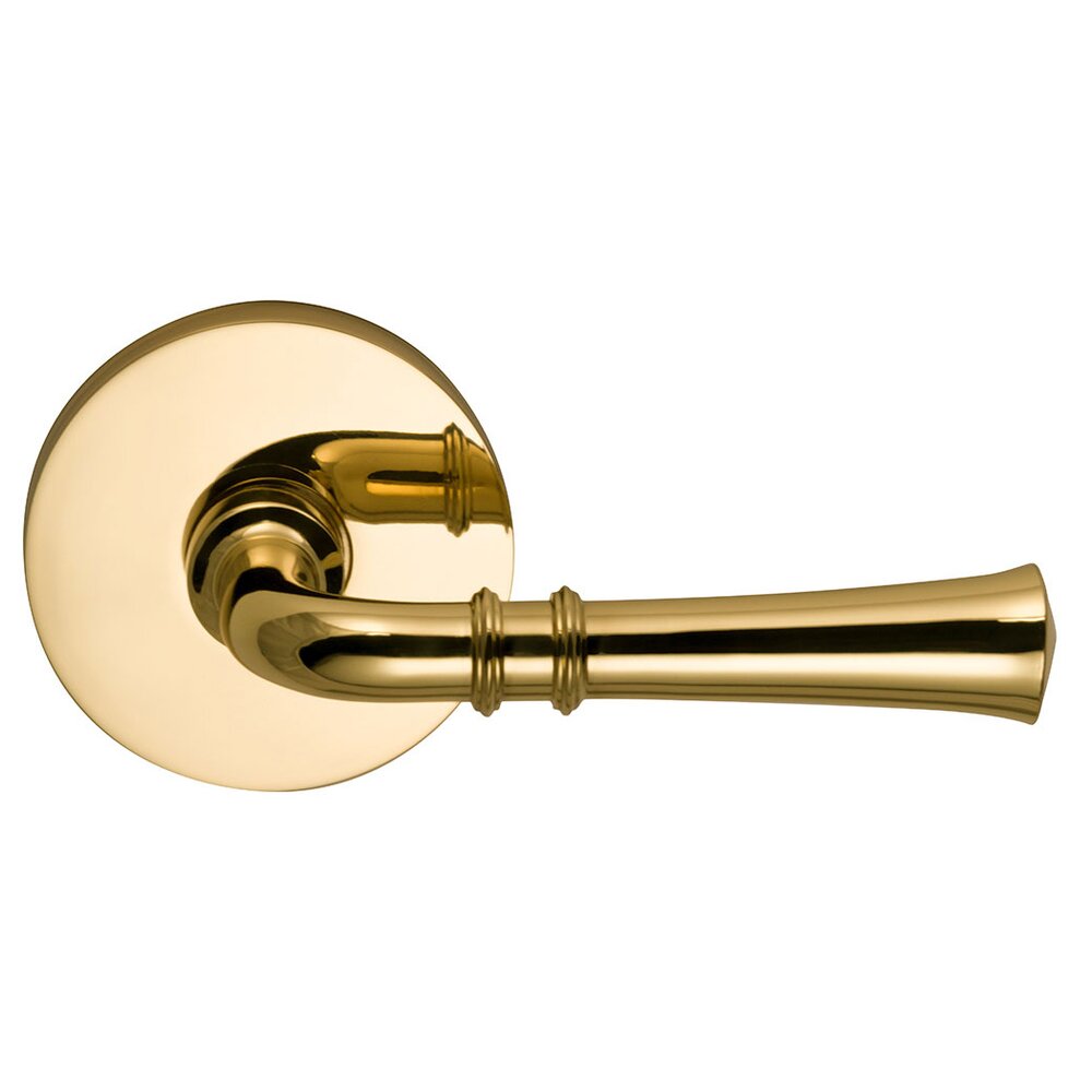 Omnia Hardware Passage Traditional Lever with Modern Rose in Polished Brass Lacquered