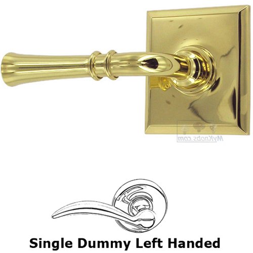 Omnia Hardware Single Dummy Traditional Left-Handed Lever with Rectangle Rose in Polished Brass Lacquered