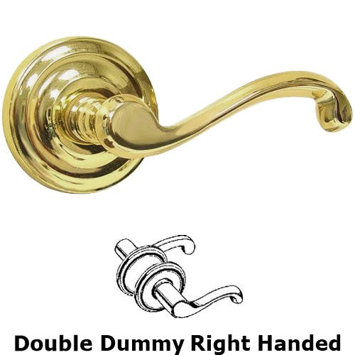 Omnia Hardware Double Dummy Cascade Right Handed Lever with Radial Rosette in Polished Brass Lacquered
