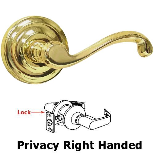 Omnia Hardware Privacy Cascade Right Handed Lever with Radial Rosette in Polished Brass Lacquered