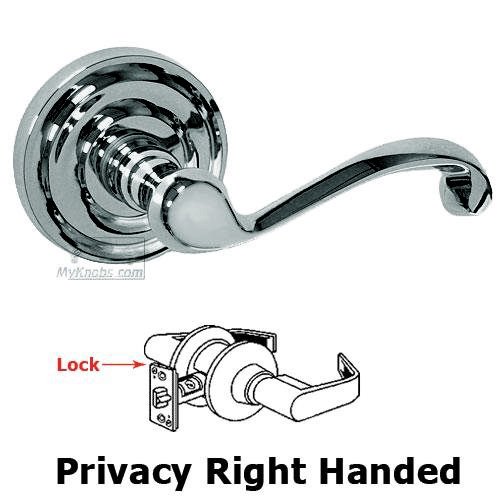 Omnia Hardware Privacy Cascade Right Handed Lever with Radial Rosette in Polished Chrome